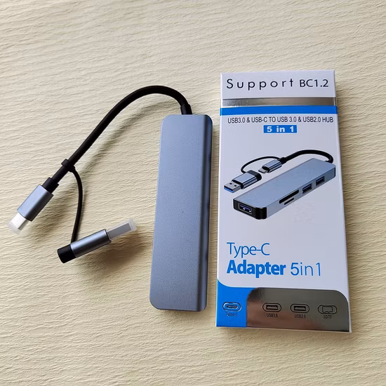 USB C 허브 5 In1 도킹 스테이션 USB C 동글 도크 USB C 허브 Mac PRO/Air iPad용 멀티포트 어댑터 MacBook Type C 마이크로 SD 카드